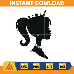 barbi logo, barb svg, princess silhouette, girl svg, sticker clipart, svg files, instant download (56)