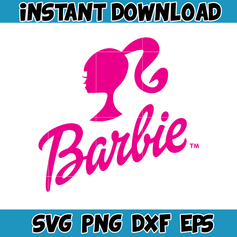 Barbi Icons Logo Babe Doll Girly Princess Silhouette Head Pink, SVG Clipart Digital Download Sublimation Cricut Cut (67).jpg