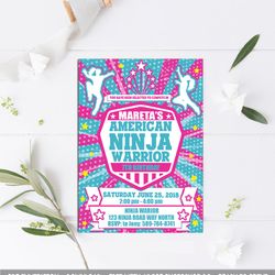 american warior invitation, american ninja warior invitation, ninja warior invitation, ninja warior birthday invitation