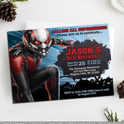ant-man invitation, ant-man birthday invitation, ant-man party invitation, ant-man birthday card, ant-man party