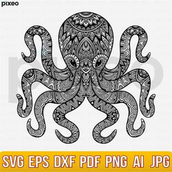 octopus svg, octopus mandala svg, octopus clipart, mandala svg, octopus cricut, octopus vector, octopus cut file octopus