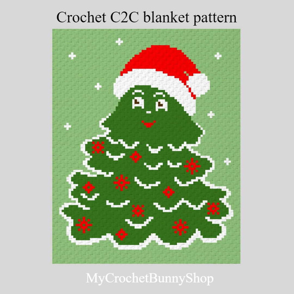 crochet-C2C-christmas-tree-graphgan-blanket