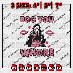 Scream Boo You Whore Embroidery files, Ghost Face Embroidery, Horror Movie, Halloween Machine Embroidery Pattern
