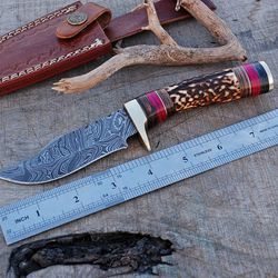 beautifull custom hand forged damscus steel hunting knife,