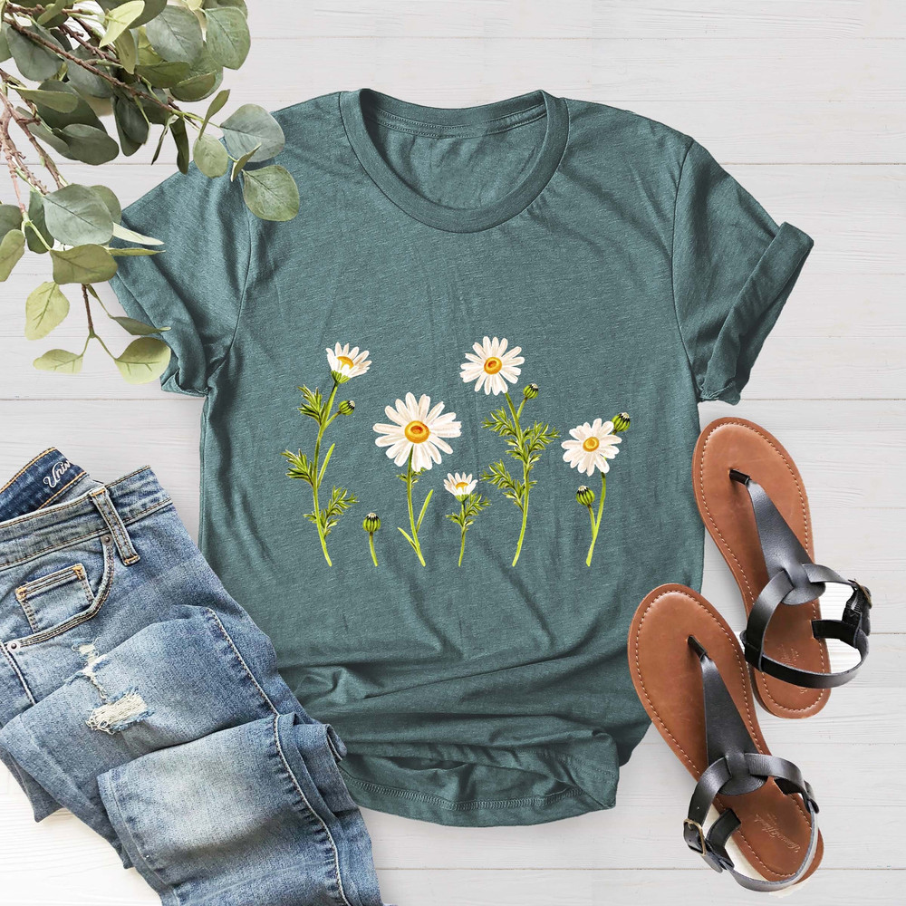 Daisy Shirt, Wildflower Shirt, Birth Month Flower, Summer Shirt, Daisy Flower Tee, Gift For Sister, Daisy Women's Shirt, Gift For Mom - 3.jpg