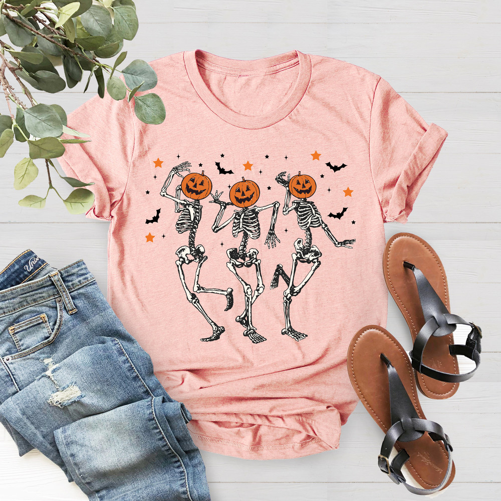 Dancing Skeleton Halloween Shirt, Fall Shirts for Women, Pumpkin Shirt, Pumpkin Halloween Sweatshirt, Fall Sweatshirt Spooky Season TShirt - 5.jpg