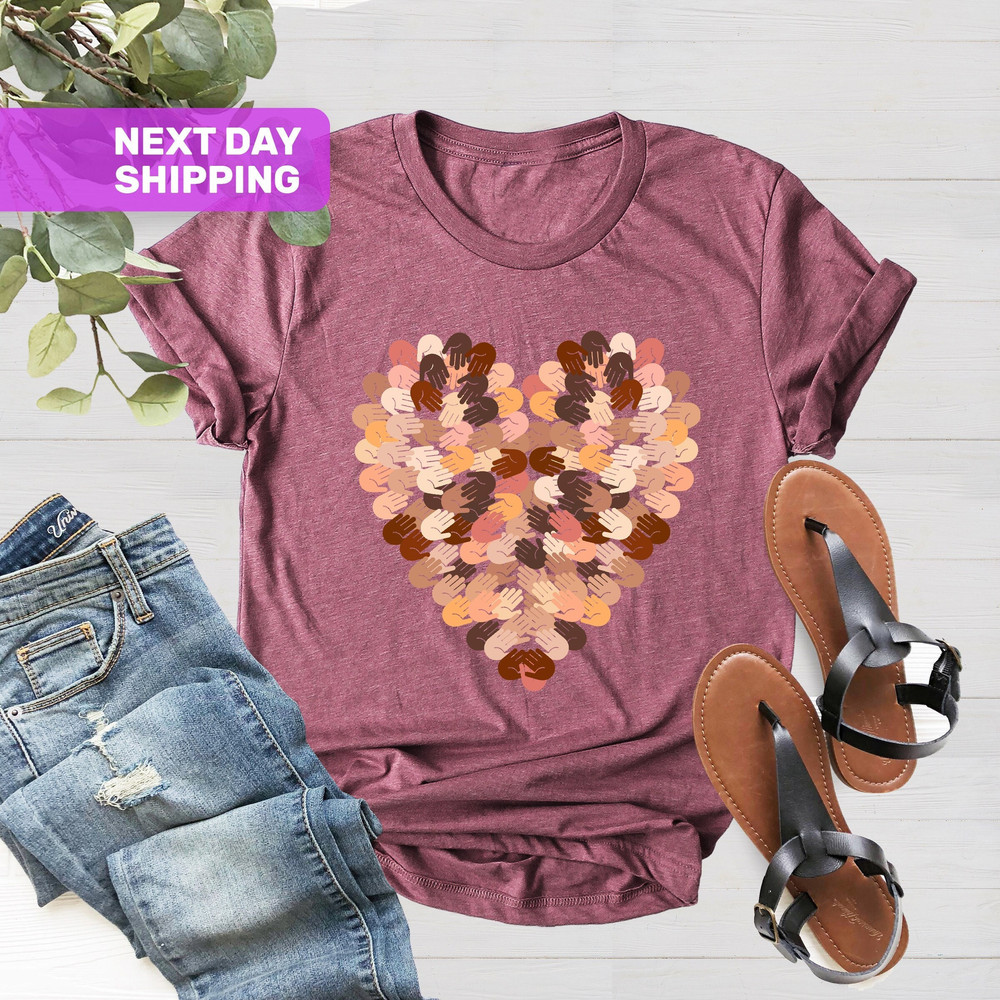 Different Races Skin Colors Shirt, Strong Women Shirt, Social Justice Shirt, Equal Right, Colors Hand Heart Shirt, Black History Juneteenth - 1.jpg