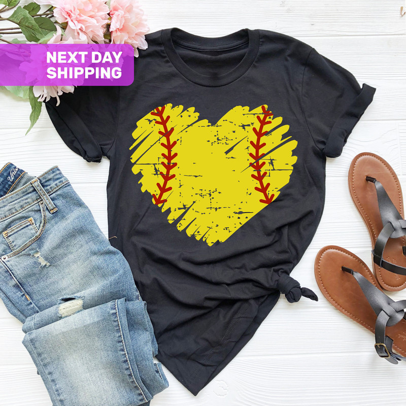 Distressed Softball Heart Shirt, Baseball Heart Shirt, Distressed Baseball Shirt, Softball Shirt, Softball Heart Shirt, Softball Mom Shirt - 3.jpg