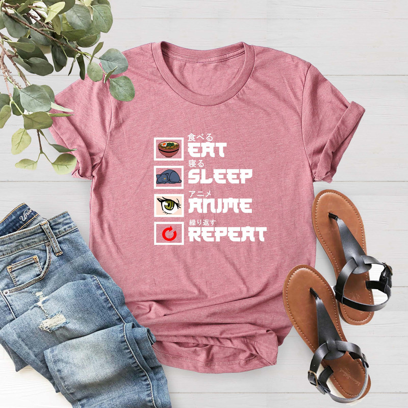 Eat Sleep Anime Repeat Shirt, Japanese Anime Shirt, Anime Otaku Shirt, Anime Birthday Gift tee, Anime Lover Shirt, Shirt Gift for Anime Fan - 1.jpg