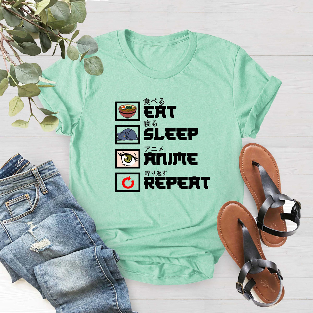 Eat Sleep Anime Repeat Shirt, Japanese Anime Shirt, Anime Otaku Shirt, Anime Birthday Gift tee, Anime Lover Shirt, Shirt Gift for Anime Fan - 2.jpg