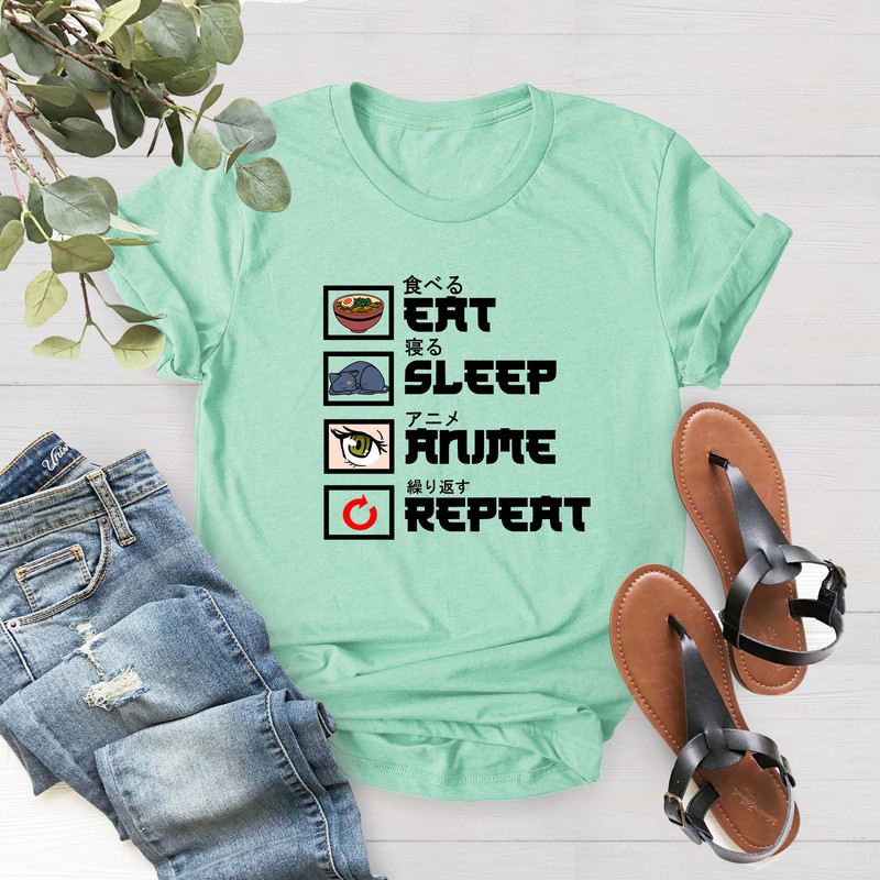 Eat Sleep Anime Repeat Shirt, Japanese Anime Shirt, Anime Otaku Shirt, Anime Birthday Gift tee, Anime Lover Shirt, Shirt Gift for Anime Fan - 2.jpg