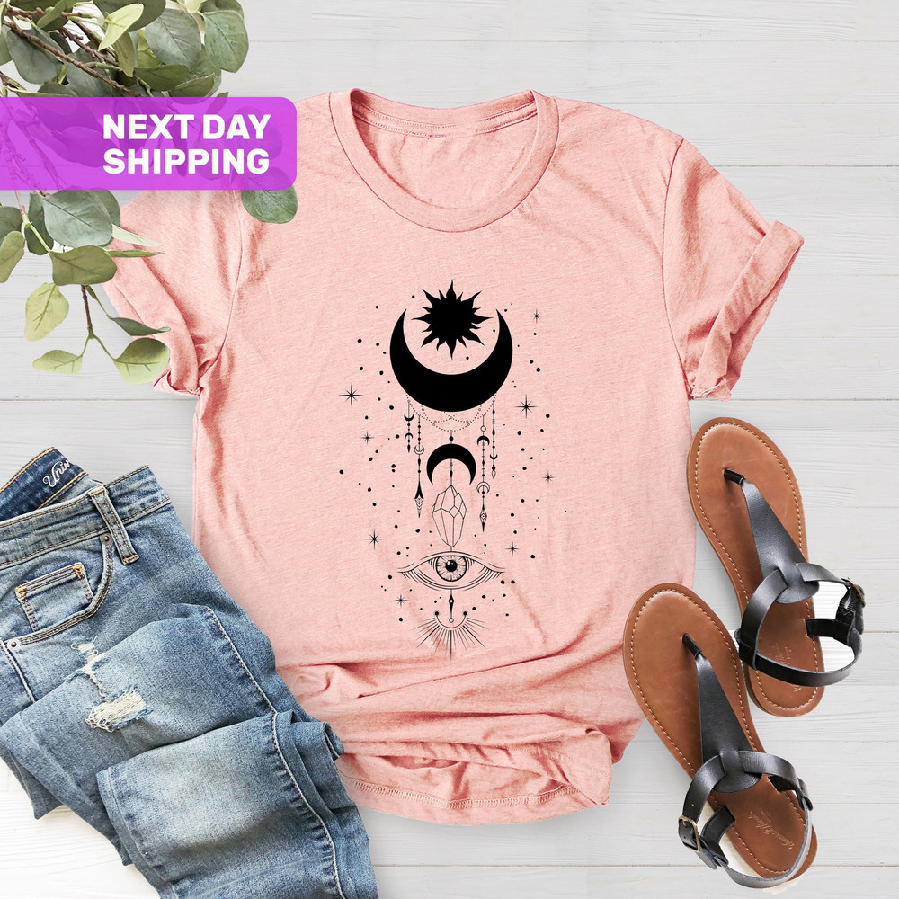 Evil Eye Shirt, Sun and Moon Shirt, All Seeing Eye Spiritual Shirts, Witchy Clothing, Witchy Things, Witchy Shirt,Xmas Gift, Celestial Shirt - 1.jpg