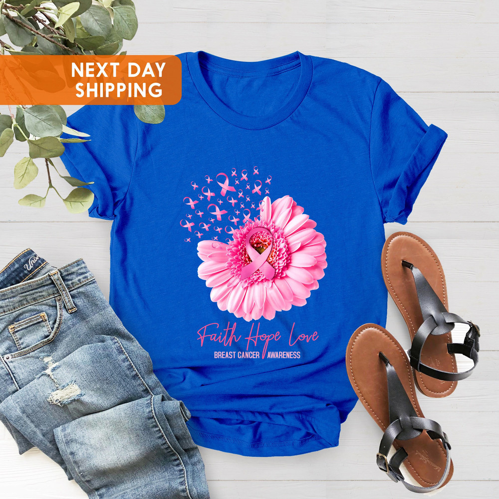 Faith Hope Love Cancer Awareness Shirt, Breast Cancer Shirt, Pink Flower Tee,Motivational Tee, Warrior Shirt for Women,Cancer Survivor Gift - 2.jpg