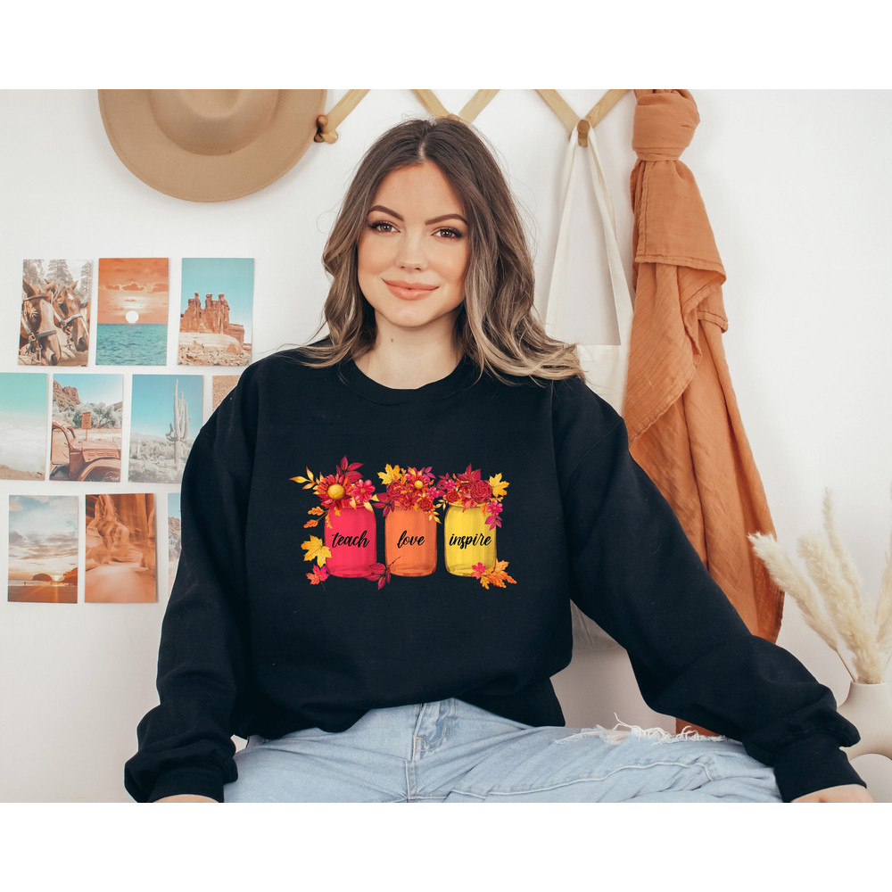 Fall Teacher Sweatshirt, Thankful Floral Sweatshirt, Teach Love Inspire Shirt,Thanksgiving Gift,Teacher Thanksgiving Shirt,Fall School Shirt - 1.jpg