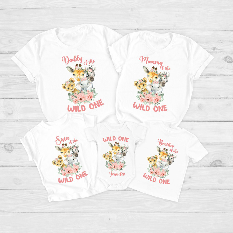 Family Safari Floral Birthday T-Shirts, Wild One Family Birthday T-Shirts, Wild One, Wild Thing Birthday, Matching Family Wild One T-Shirt - 1.jpg