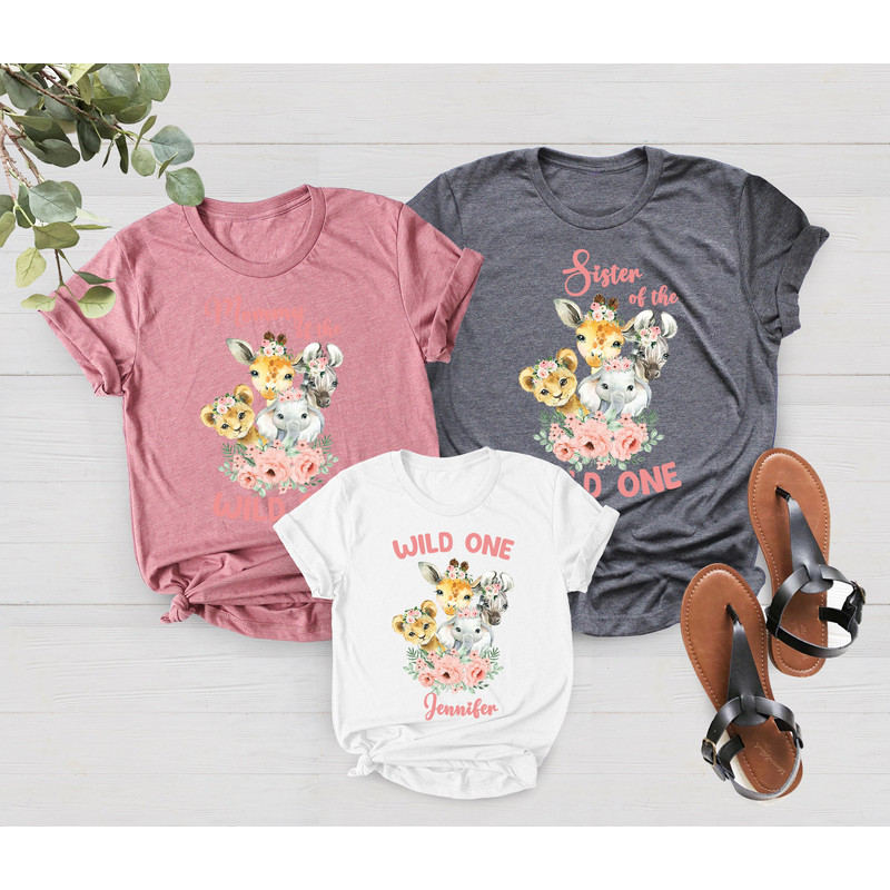 Family Safari Floral Birthday T-Shirts, Wild One Family Birthday T-Shirts, Wild One, Wild Thing Birthday, Matching Family Wild One T-Shirt - 2.jpg