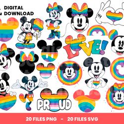 Bundle Layered Svg, Disney Pride Day Svg, Pride Svg, Love Svg, Digital Download, Clipart, PNG, SVG, Cricut, Cut File