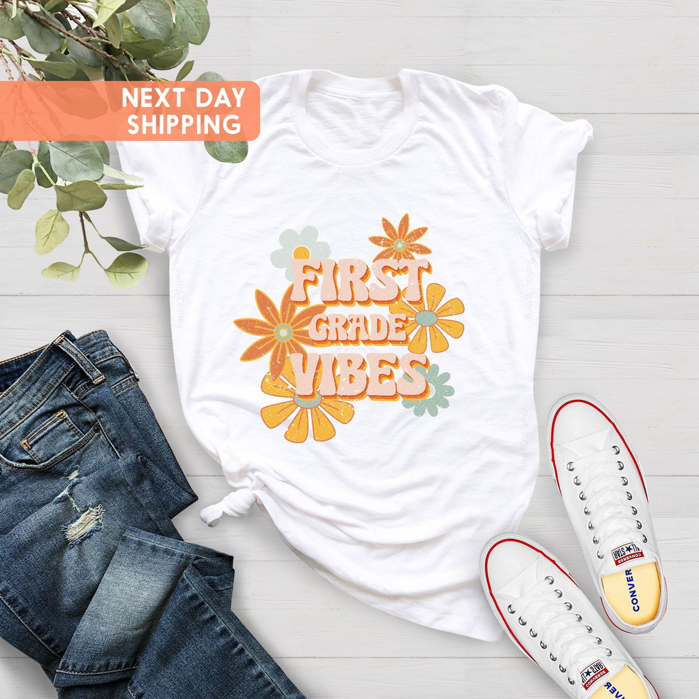 First Grade Teacher Shirts, New Teacher Gift, Grade Level, Funny Team Vibes, 1st grade Teacher Tee, Elementary Teacher, Vintage First Grade - 4.jpg
