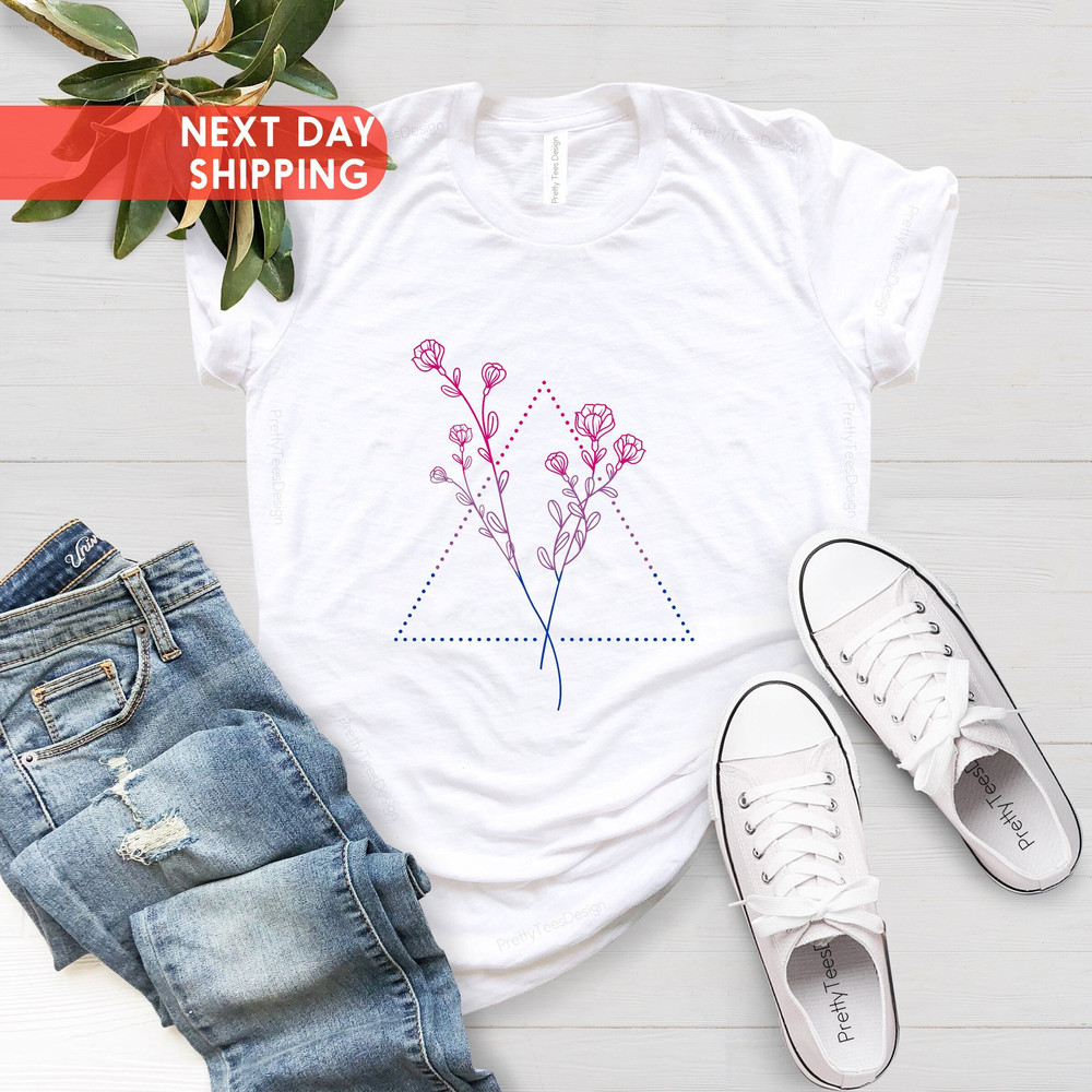 Floral Bisexual Pride Shirt, Bisexual Shirt, Floral Bisexual, Bisexual Rights, Bi Pride Shirt, Bisexual T-Shirt, Minimalist Flower Bisexual - 1.jpg