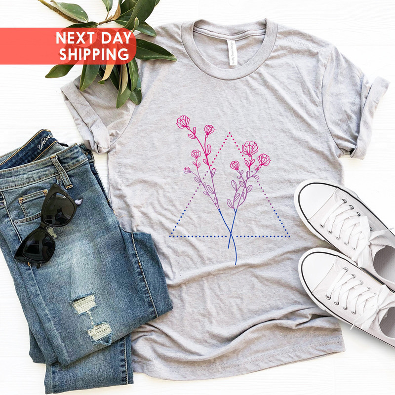Floral Bisexual Pride Shirt, Bisexual Shirt, Floral Bisexual, Bisexual Rights, Bi Pride Shirt, Bisexual T-Shirt, Minimalist Flower Bisexual - 4.jpg