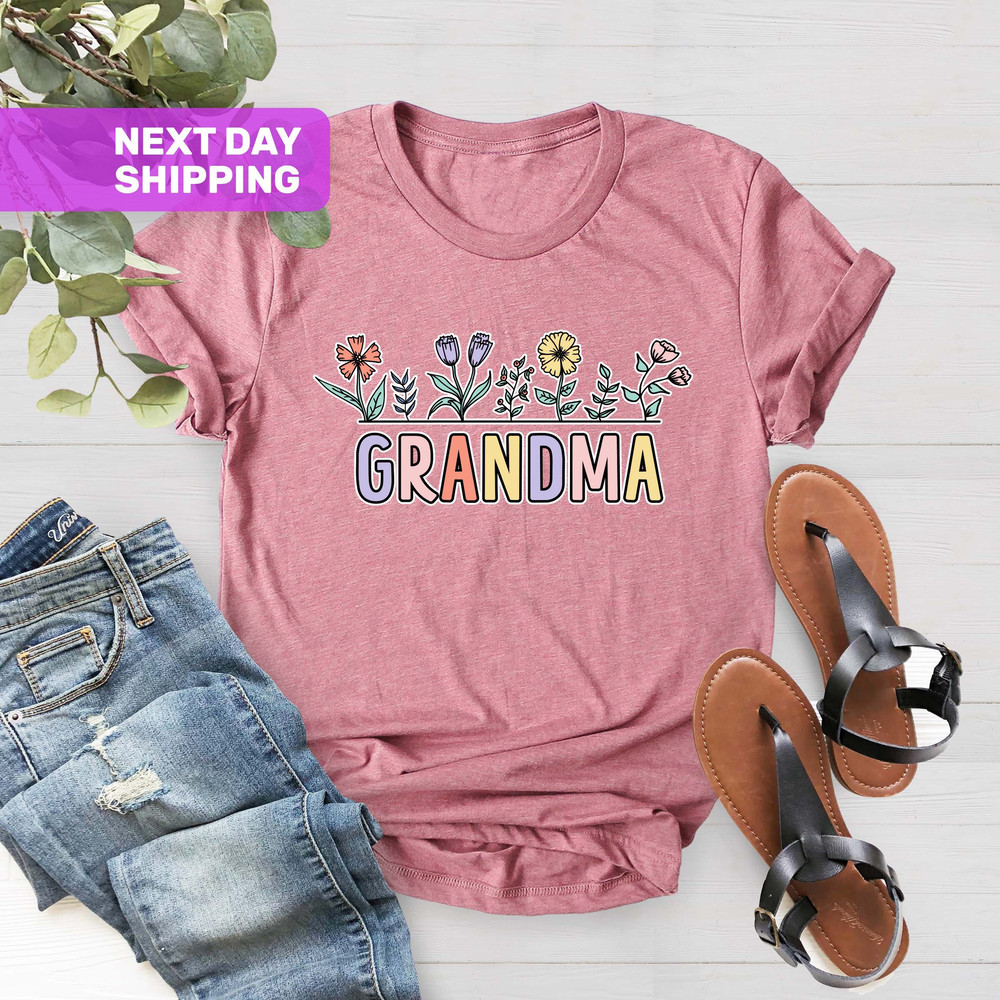 Flower Grandma Shirt, Best Grandma Shirt, New Grandma To Be Shirt, Floral Grandma Gift, Mother's Day Shirt, Nana Shirt, Gift For Grandma - 1.jpg