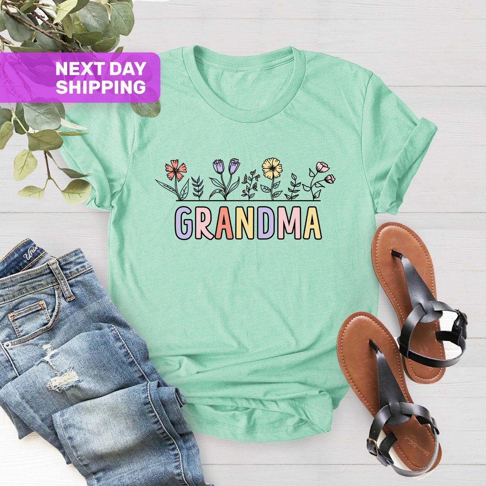 Flower Grandma Shirt, Best Grandma Shirt, New Grandma To Be Shirt, Floral Grandma Gift, Mother's Day Shirt, Nana Shirt, Gift For Grandma - 2.jpg
