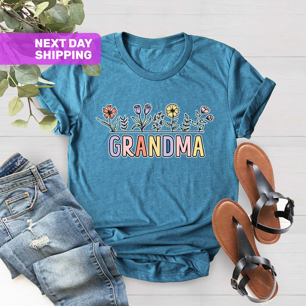 Flower Grandma Shirt, Best Grandma Shirt, New Grandma To Be Shirt, Floral Grandma Gift, Mother's Day Shirt, Nana Shirt, Gift For Grandma - 5.jpg