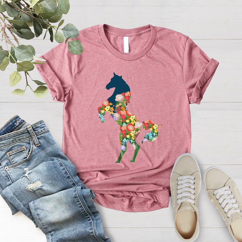 Flower Horse Shirt, Horse Gift Shirt, Equestrian Gifts Shirt, Equestrian Shirt, Horse Lover Tee, Animal Lover Shirt, Horse Show Shirt - 3.jpg