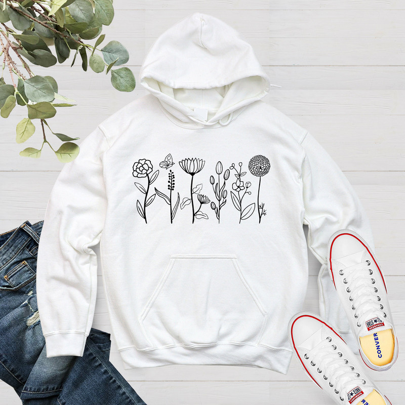 Flower Sweatshirt, Flower Hoodie, Floral Heart Shirt, Best Friend Gift, Girlfriend Gift, Botanical Shirt, Wildflower T-Shirt - 5.jpg
