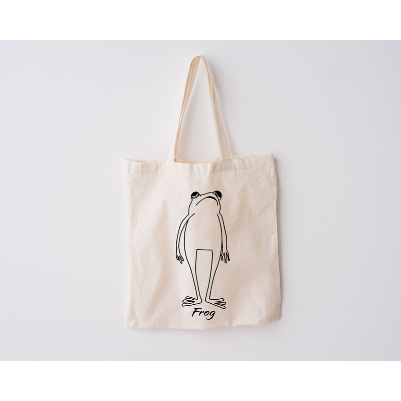 Frog Tote Bag, Screen Printed Canvas Tote Bag, Women Shoulder Bag,  Cotton Canvas Tote Bags, Women Bag, Natural Tote Bag - 6.jpg