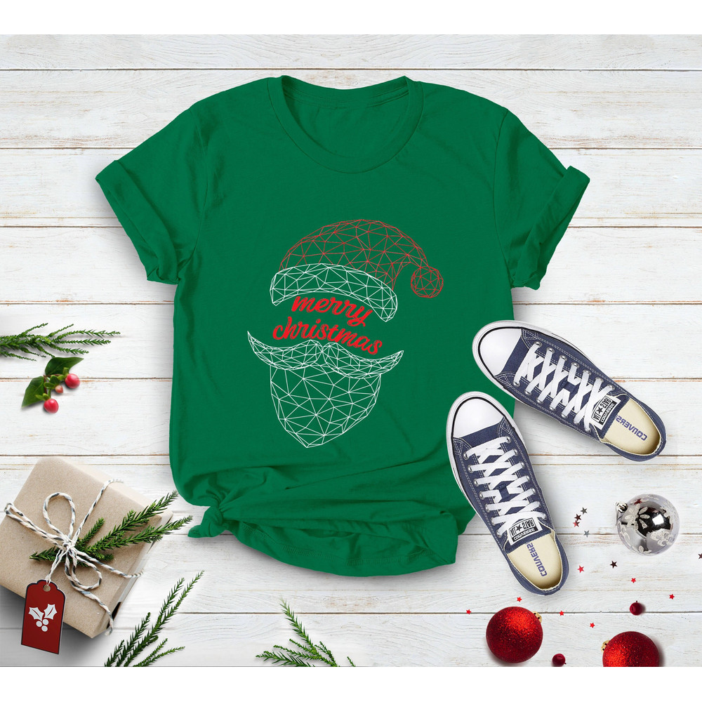Geometric Santa Father Christmas Shirt, Festive Christmas Shirt, Christmas Shirt, Santa Claus Shirt, Santa Face,Santa Tee, Xmas Gift For Dad - 3.jpg