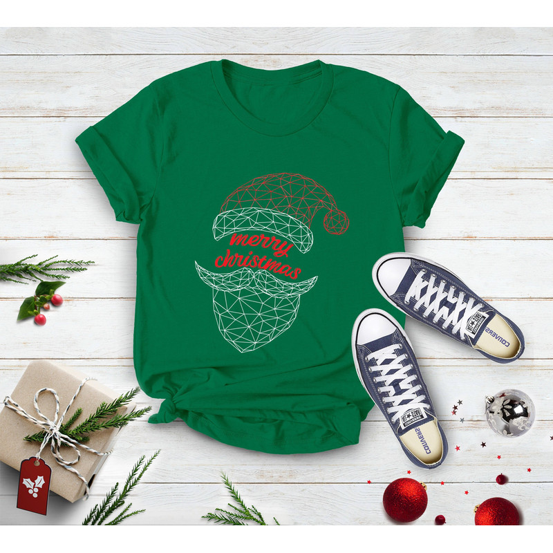 Geometric Santa Father Christmas Shirt, Festive Christmas Shirt, Christmas Shirt, Santa Claus Shirt, Santa Face,Santa Tee, Xmas Gift For Dad - 3.jpg