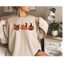 funny black cat pumpkin sweatshirt, pumpkin halloween sweatshirt, cat halloween shirt, pumpkin shirt, cat lover gift t-s