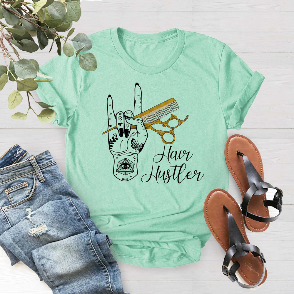Hair Hustler Hand Shirt, Hair Dresser Gift Shirt, Occupation Tee, Hair Dresser Mom Shirt, Hair Stylist Shirt, Cosmetologist Shirt,Beautician - 1.jpg