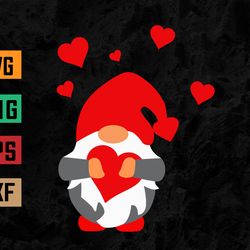 gnome valentines day gnome valentine  svg, eps, png, dxf, digital download