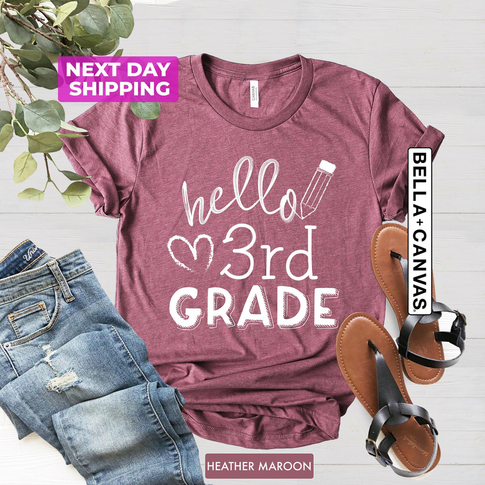 Hello Third Grade Shirt, Third Grade Teacher, 3rd Grade,Teacher Shirts, Back to School Shirt, Gifts For Teachers, First Day of School Shirt - 1.jpg
