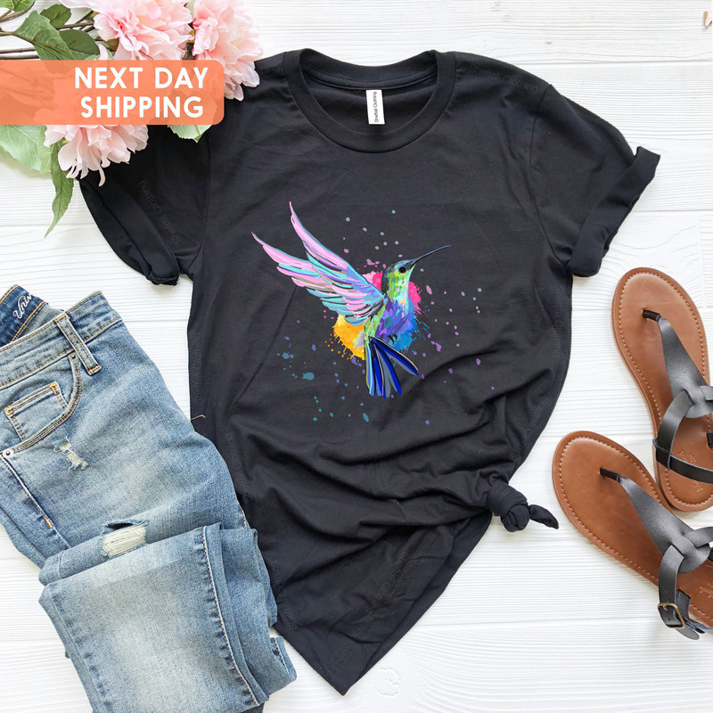 Hummingbird Shirt, Watercolor Birds T-shirt, Nature Tee,Watercolor Hummingbird, Hummingbird Lover, Gift For Her, Bird Lover Shirt,Birds Tees - 3.jpg