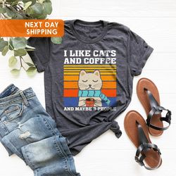 i like cats and coffee shirt, cat mom gift, coffee lover shi