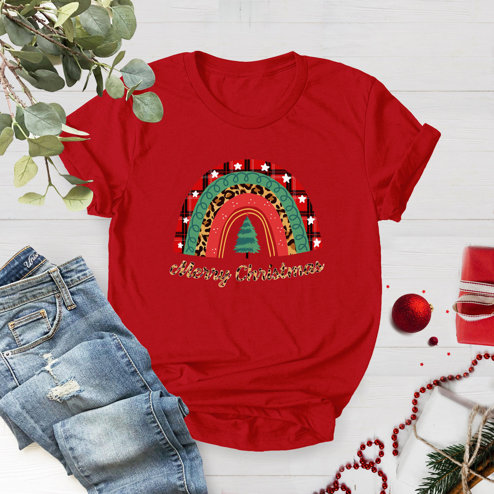 Heart Plaid Merry Christmas Rainbow Shirt, Christmas Shirts, Christmas Gift, Believe Shirt, Christmas Family Shirts, Cute Xmas Shirt - 4.jpg