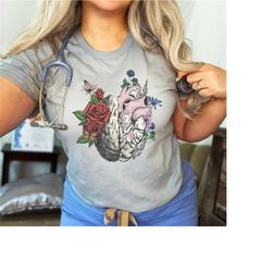 brain heart anatomy shirt, neuro cardio nurse t-shirt, neuro icu nursing school tshirt, med student anatomical layout, m