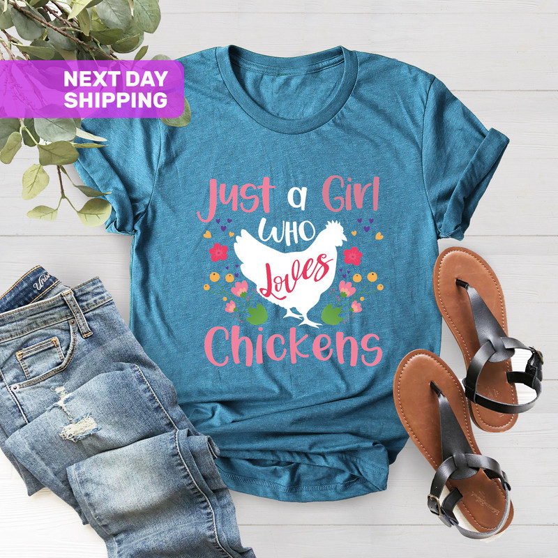 Kids Just a Girl Who Loves Chickens T Shirt, Chicken Hen Shirt, Chicken Lovers Tee, Chicken Gift for Women, Xmas Gift, Chickens Lover Gift - 3.jpg