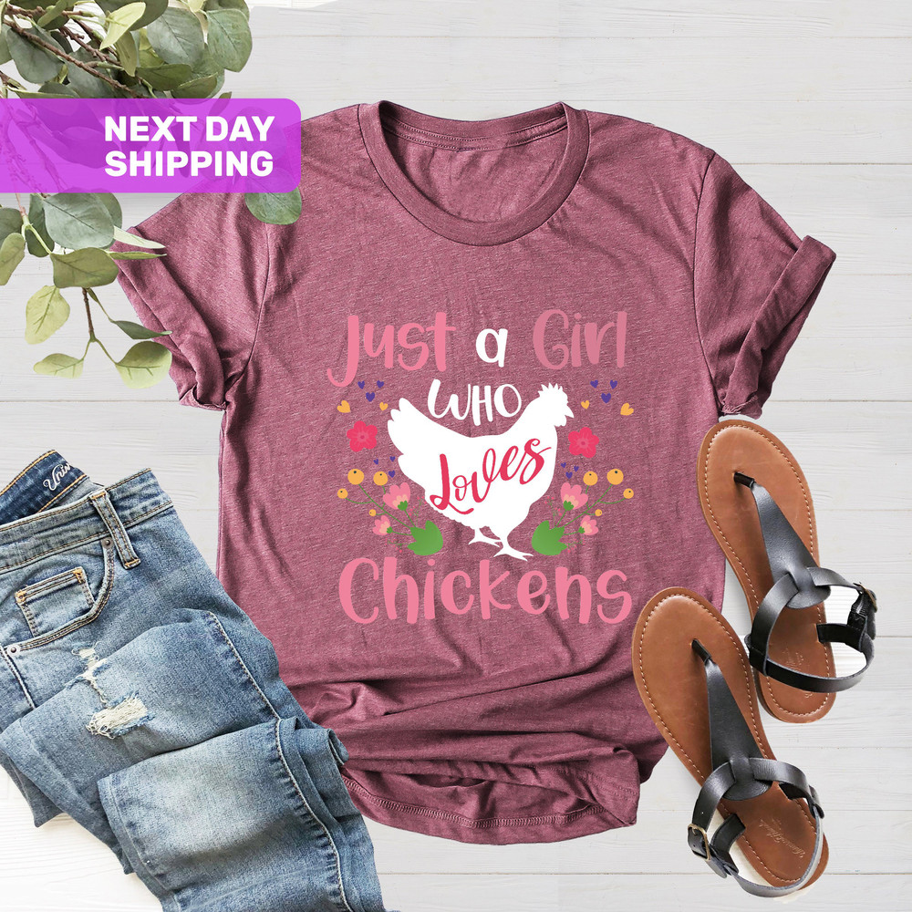 Kids Just a Girl Who Loves Chickens T Shirt, Chicken Hen Shirt, Chicken Lovers Tee, Chicken Gift for Women, Xmas Gift, Chickens Lover Gift - 4.jpg
