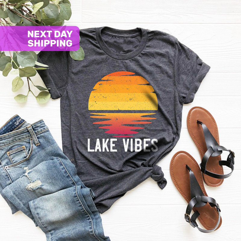 Lake Vibes Sunset Rays Wavy Shirt, Vintage Shirt, Retro Sunshine Shirt, Sun Rays Tee, Beachy Vibes Tee, Retro Summer Time , Sunset T-shirt - 1.jpg