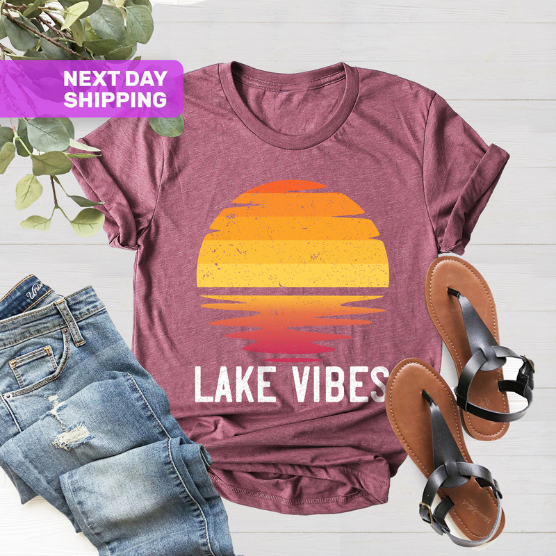 Lake Vibes Sunset Rays Wavy Shirt, Vintage Shirt, Retro Sunshine Shirt, Sun Rays Tee, Beachy Vibes Tee, Retro Summer Time , Sunset T-shirt - 2.jpg