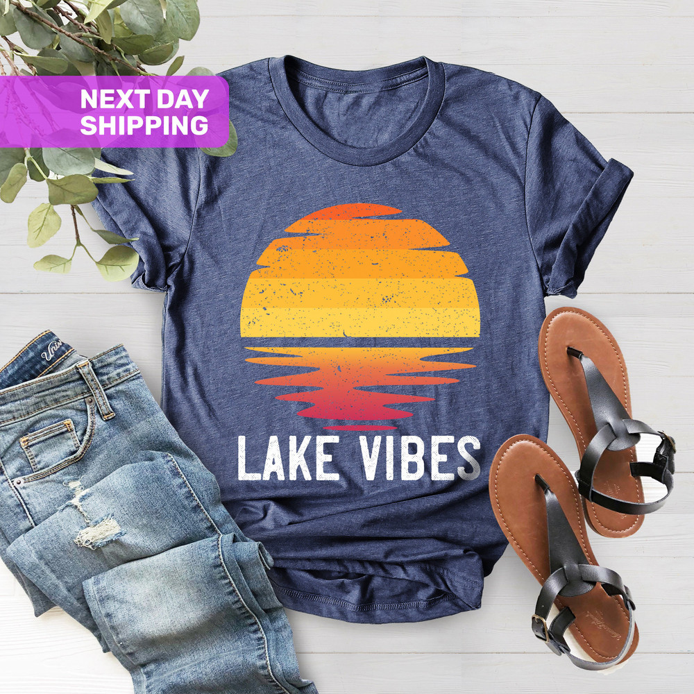 Lake Vibes Sunset Rays Wavy Shirt, Vintage Shirt, Retro Sunshine Shirt, Sun Rays Tee, Beachy Vibes Tee, Retro Summer Time , Sunset T-shirt - 3.jpg