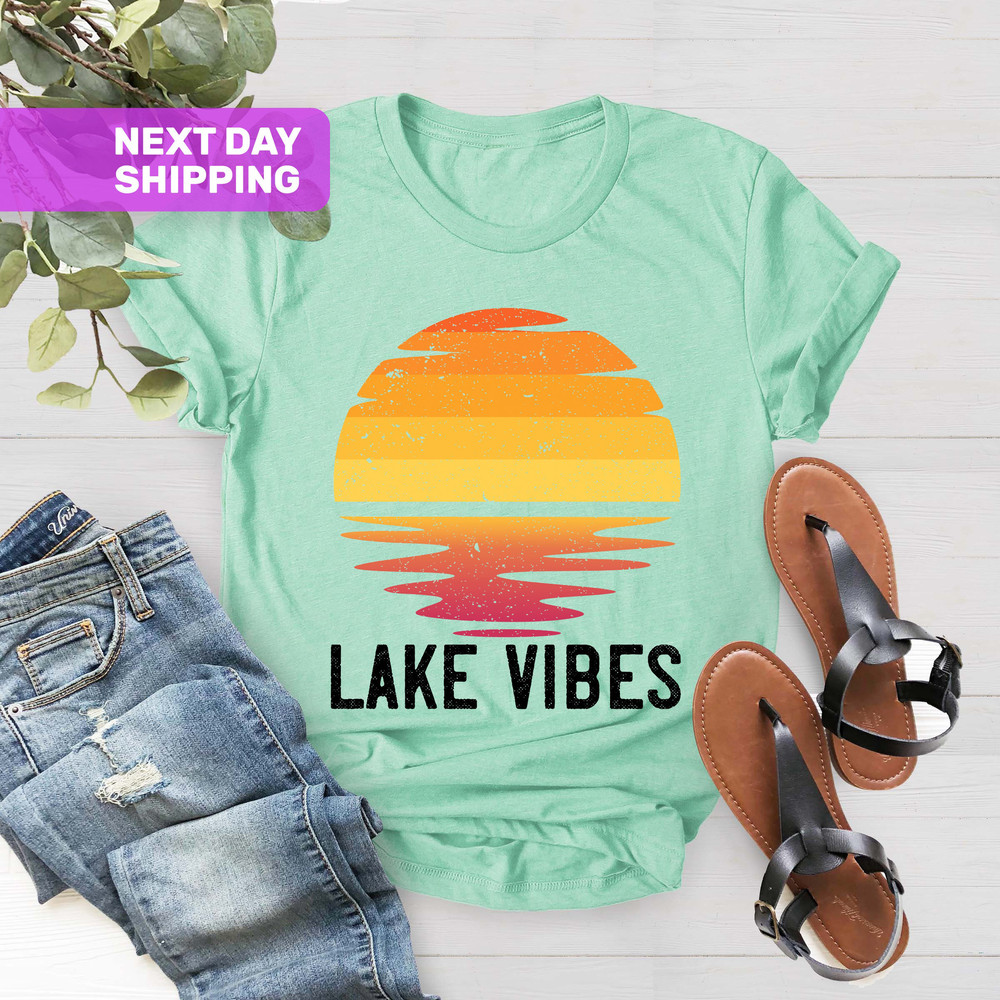 Lake Vibes Sunset Rays Wavy Shirt, Vintage Shirt, Retro Sunshine Shirt, Sun Rays Tee, Beachy Vibes Tee, Retro Summer Time , Sunset T-shirt - 4.jpg