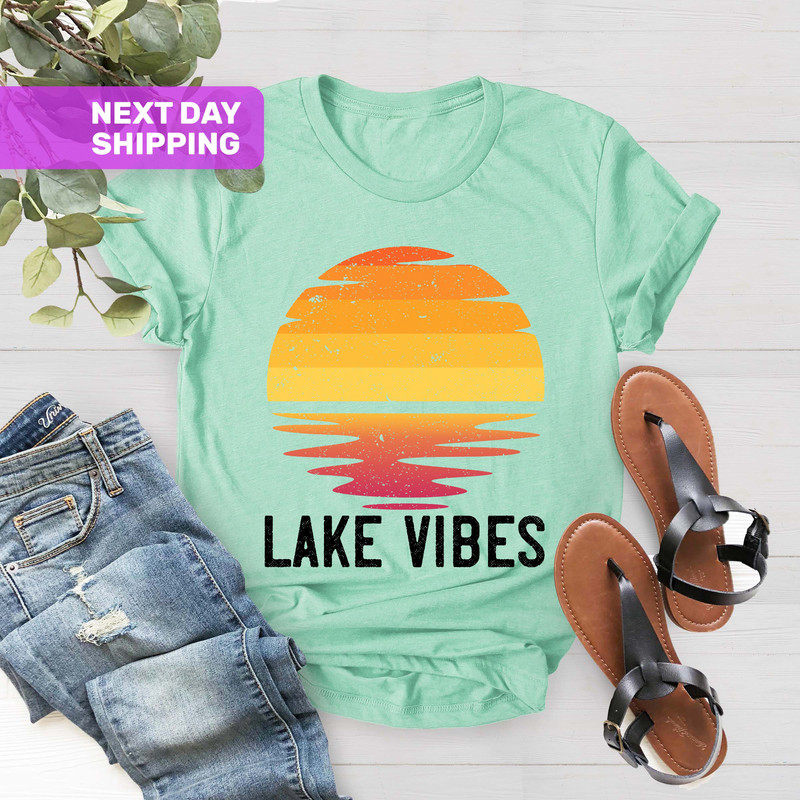 Lake Vibes Sunset Rays Wavy Shirt, Vintage Shirt, Retro Sunshine Shirt, Sun Rays Tee, Beachy Vibes Tee, Retro Summer Time , Sunset T-shirt - 4.jpg