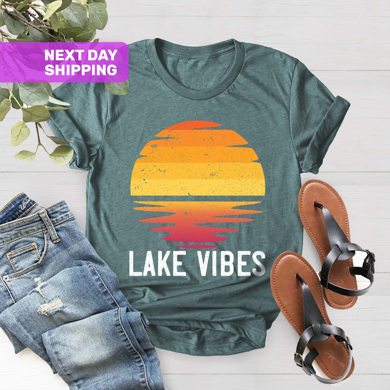 Lake Vibes Sunset Rays Wavy Shirt, Vintage Shirt, Retro Sunshine Shirt, Sun Rays Tee, Beachy Vibes Tee, Retro Summer Time , Sunset T-shirt - 5.jpg