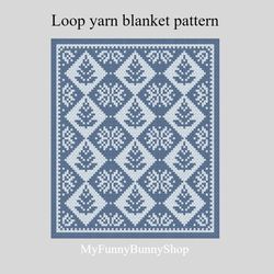 Loop yarn Winter Diamonds blanket pattern PDF Download