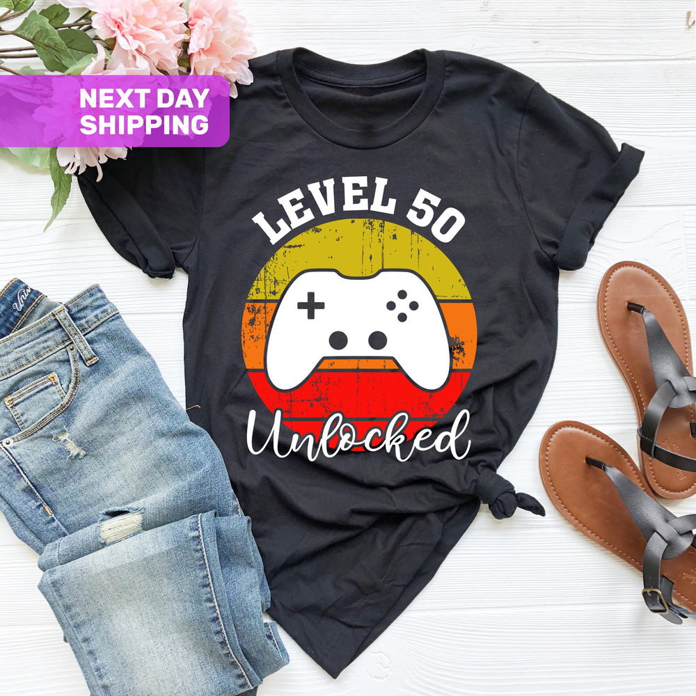 Level 50 Unlocked, 50th Birthday Shirt for Men, Funny Shirt for Gamer Dad, Funny 50th Birthday T-Shirt for Men, Funny Gift for Gamer Dad - 1.jpg